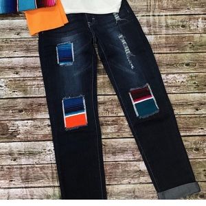 Serape boyfriend jeans